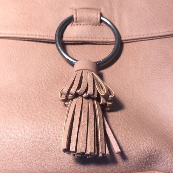 NWOT Pink Ring ? & Tassle Vegan Backpack Adjustable Straps. Pull Handle. Snap. main image 12